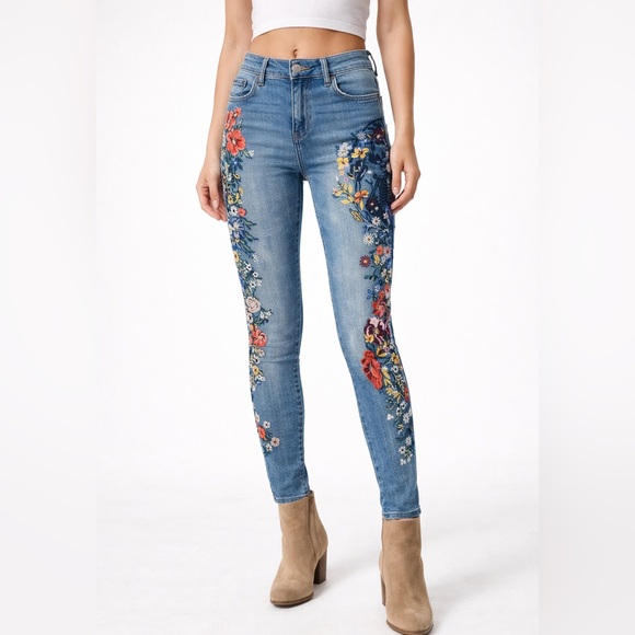 William Rast Denim - William Rast Embroidered Skinny Jeans Floral Justin Timberlake 25 Boho